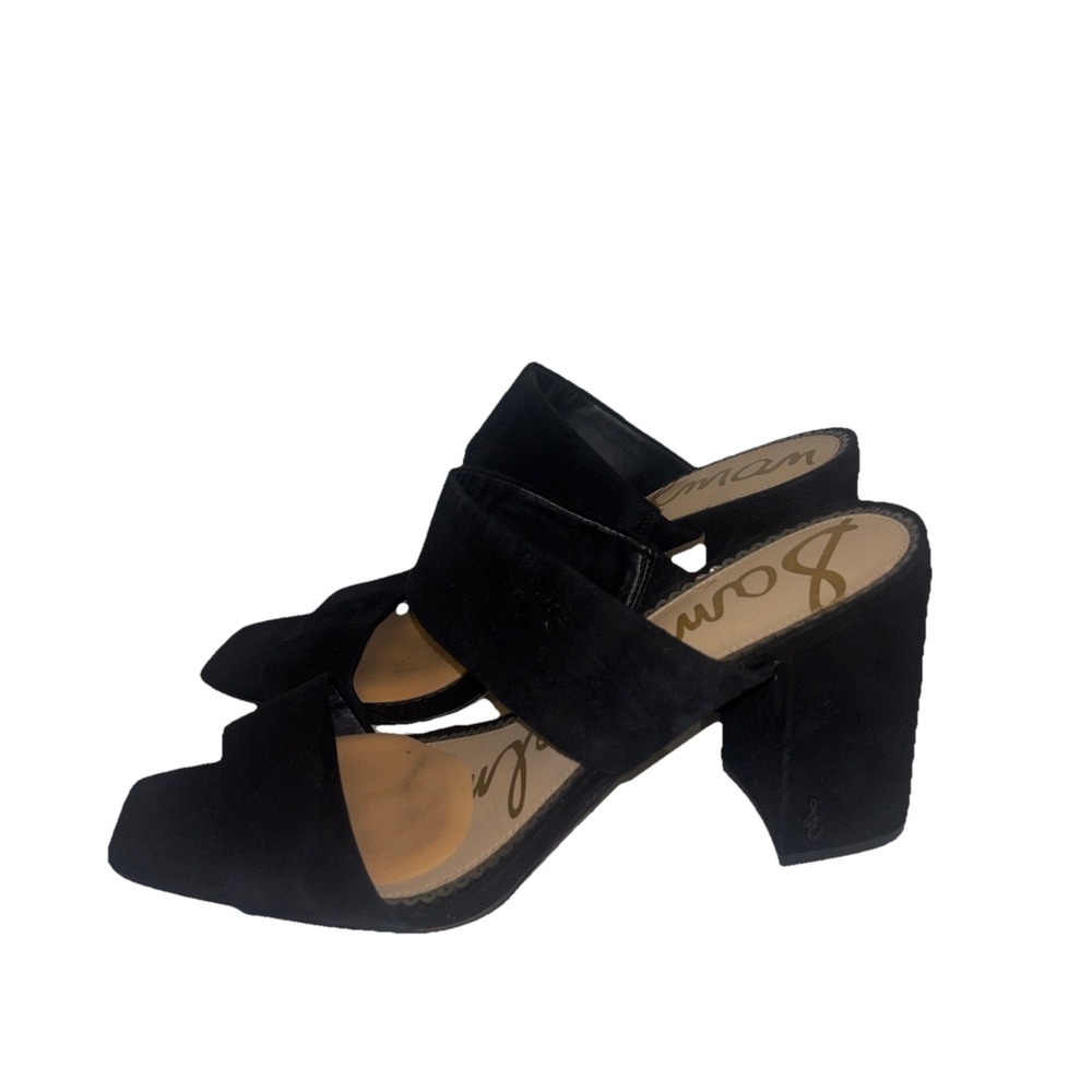 Sam Edelman Slide Sandals Open Toe Women's Mule Block Heels Sz 12 Black Slip On
